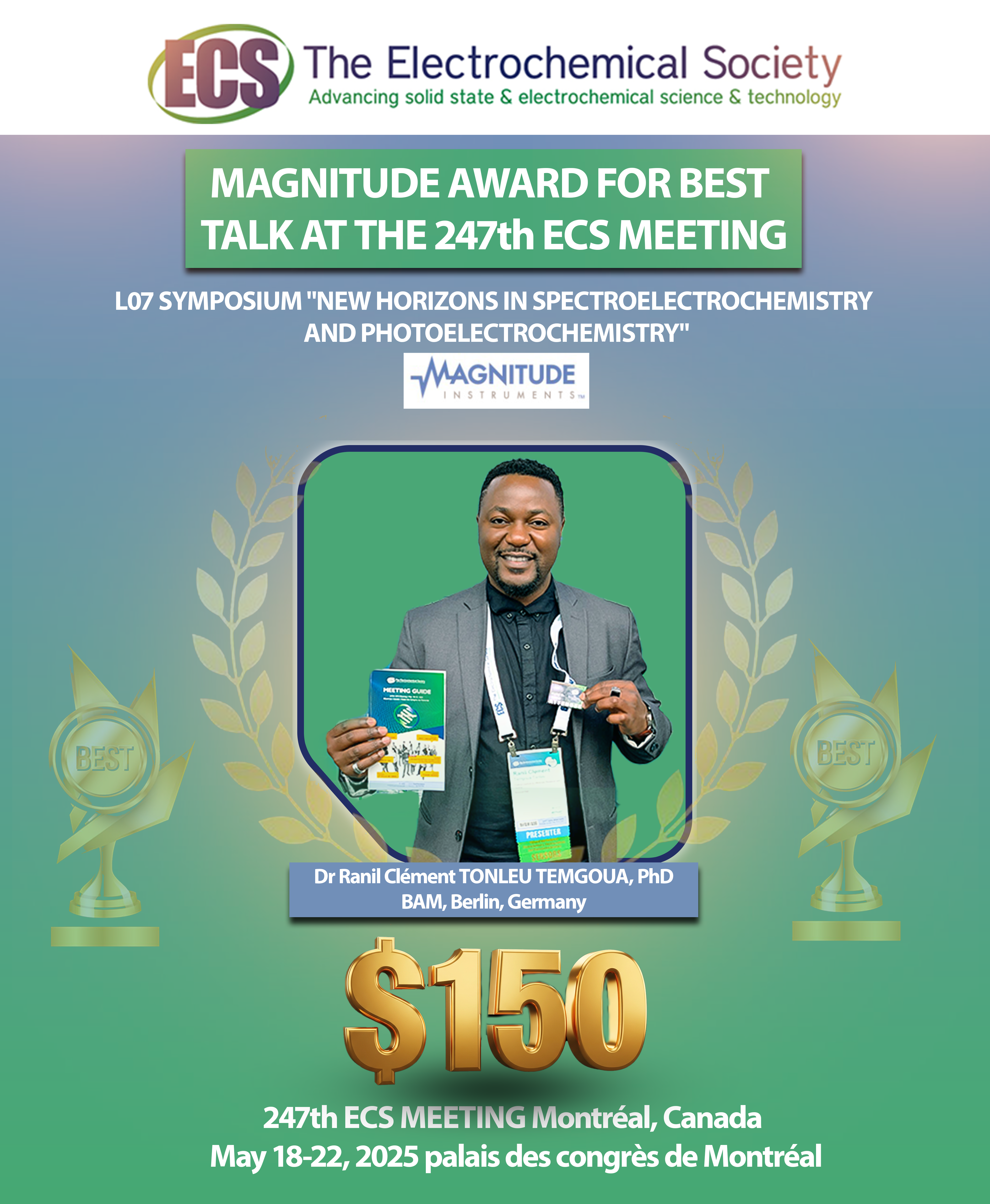 Magnitude Award for Best Talk — 247th ECS Meeting — The Electrochemical Society